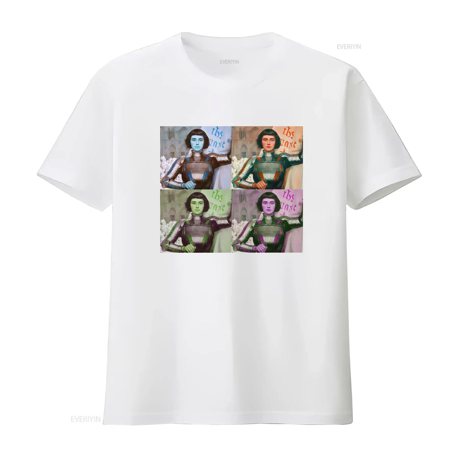 Фото Футболка Joan of Arc Pop в стиле Christian S. Lutheran, винтажная, с эффектом потертости, стрейч, с графическим принтом, уличная одежда, универсальная, унисекс, мягкая. №4