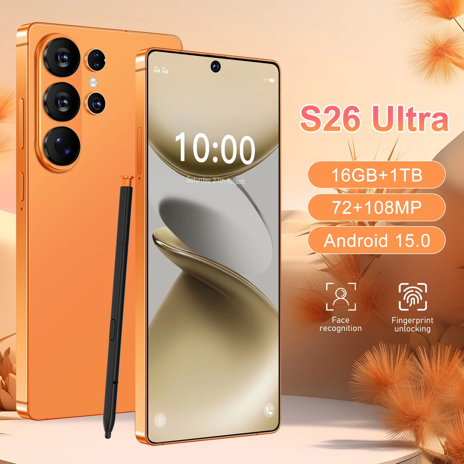 Фото 2026 Высококачественный S26 Ultra Оригинальный Интеллектуальный 4G-смартфон с двумя SIM-картами и двойным режимом ожидания, глобальная версия, аккумулятор 8000 мАч №1