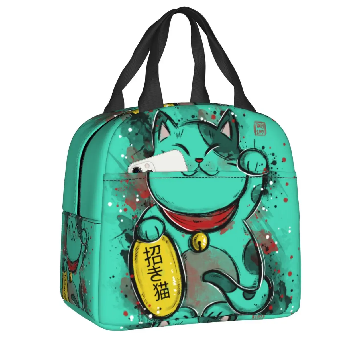 

Kawaii Манеки Neko Изолированные сумки для обеда для женщин счастливый кот портативный термальный охладитель бэнто коробка для работы школы путешествия