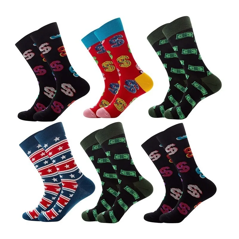 

Fall/Winter New Men's Socks Red And Blue Striped Star Socks Five-Pointed Star Women's Socks