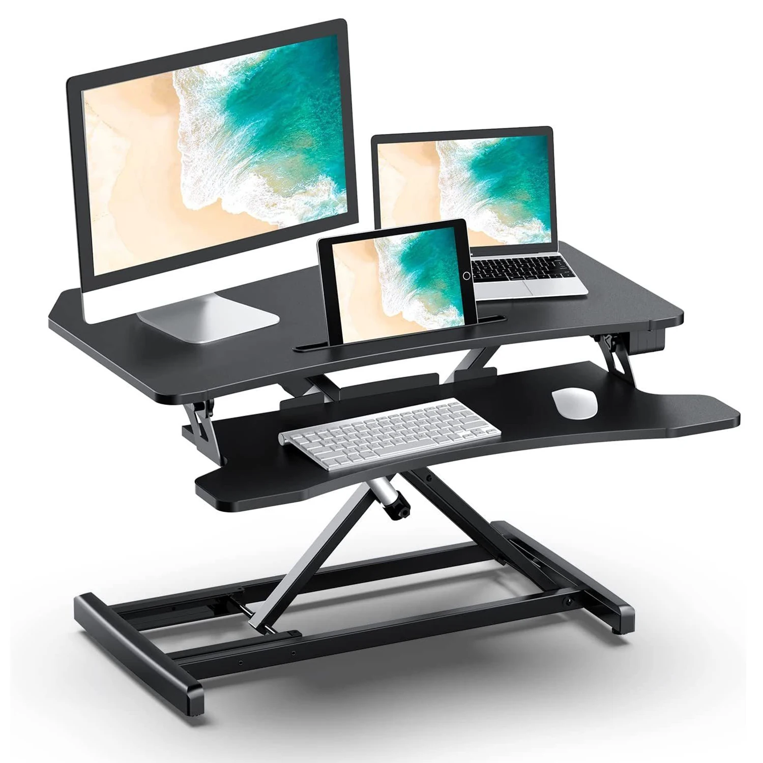 Electric Powered Standing Desk Converter Computer Table Monitor Stand Holder Computer Riser Height Adjustable Laptop Desk Stand