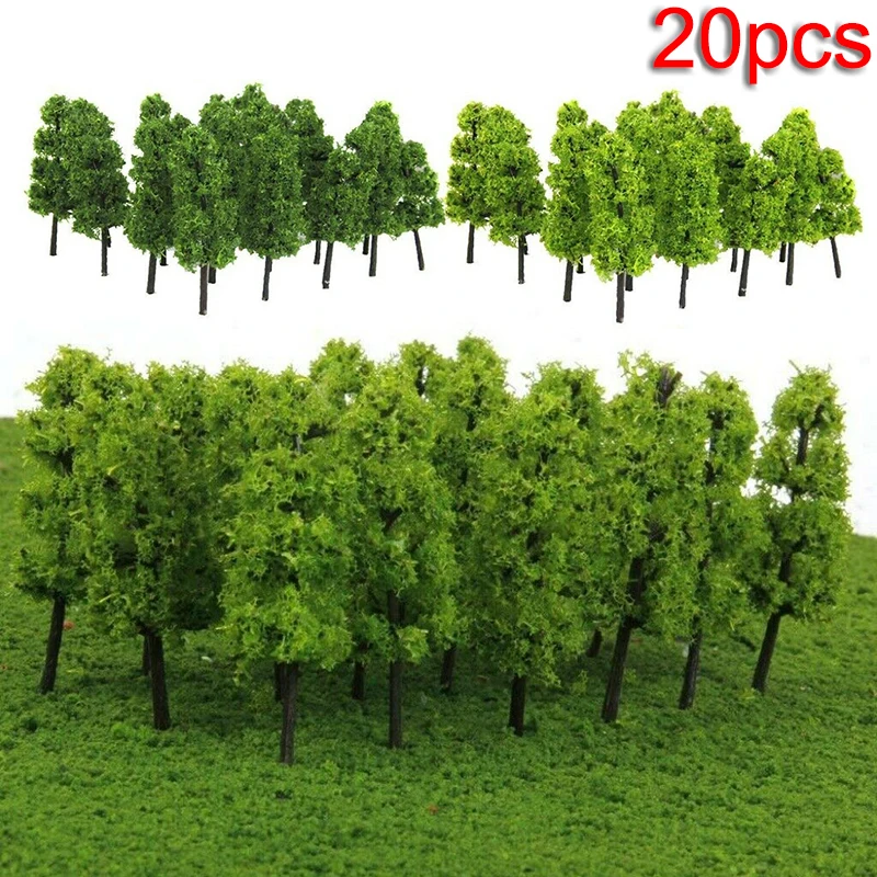 

20Pcs Green Model Railways Trees Micro Landscape Garden Decor Train Layout Scenery Decoration Crafts Artificial Tree Scale 1:200