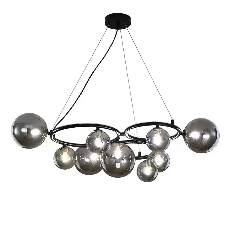 

Modern LED Glass Chandeliers Smoke Grey White Glass Bar Pendant Lamps for Dining Room Kitchen Ceiling Hanging Lights Home Decor
