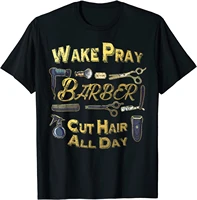 wake pray cut hair barber hairstylist barbers christmas gift t shirt