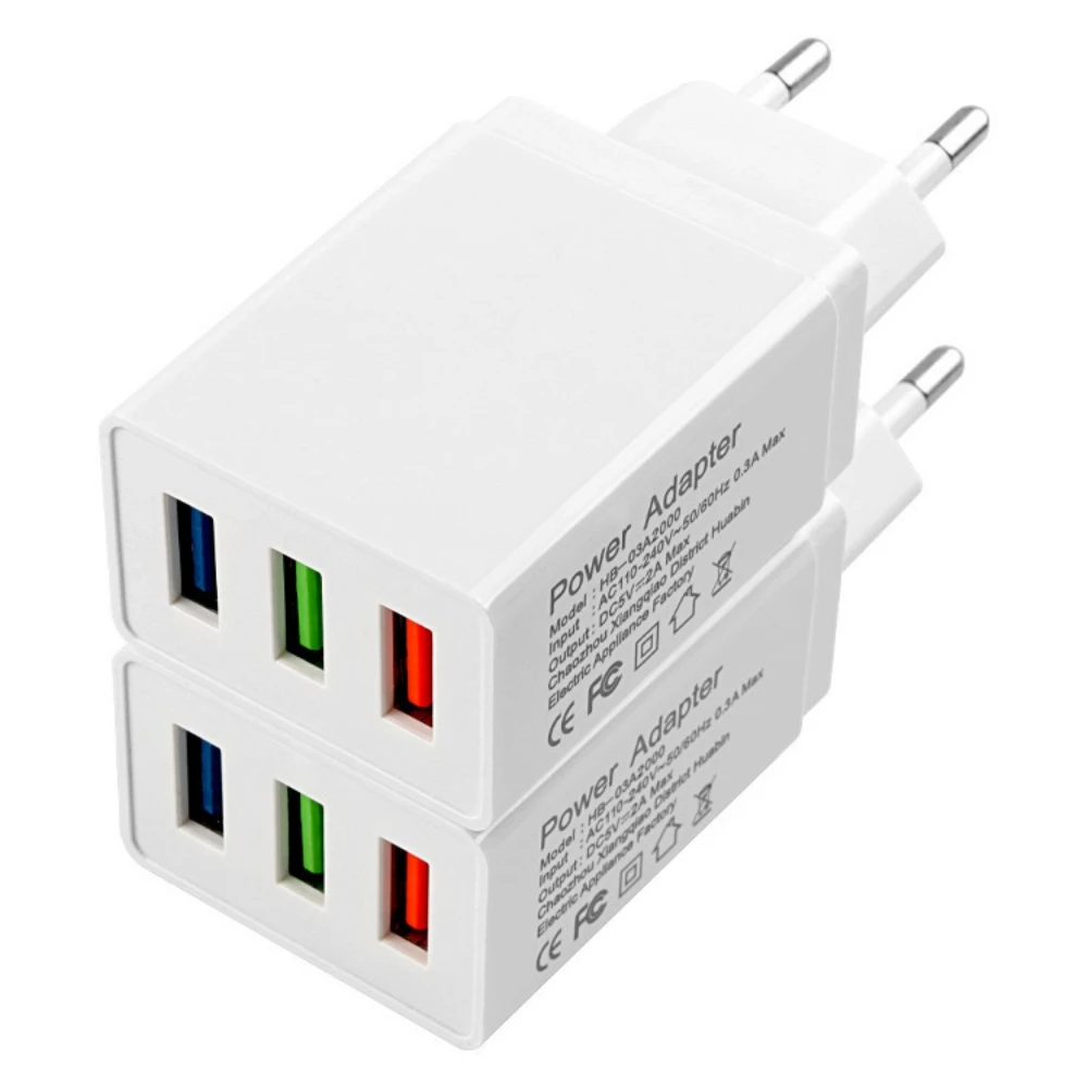 5V 2A Wall Charger 3 Port USB Wall Plug Power Adapter Compatible with Two Feet Charging Cube Brick Box Base Head