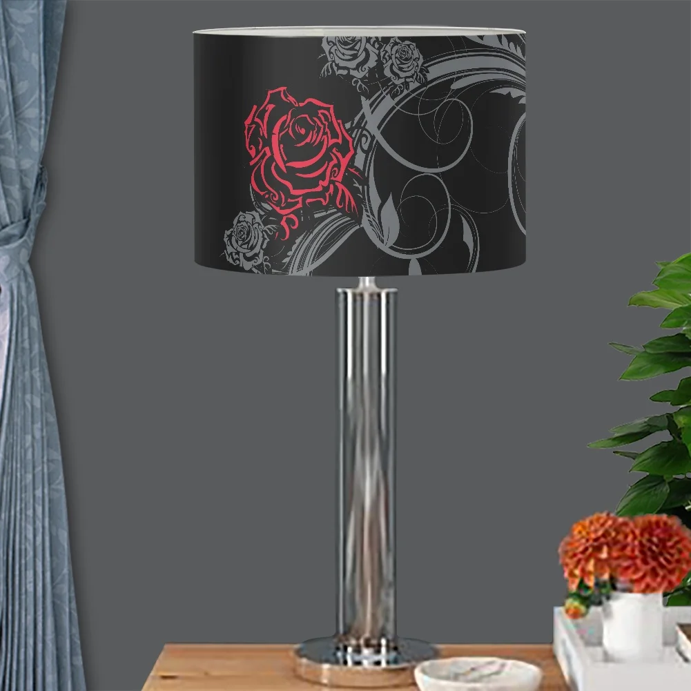 

Drum Lamp Shade Gothic Rose Floral Lampshade Removable PVC Lamp Cover for Bedroom Bedside Lamp/Table Lamp Home Decor Custom