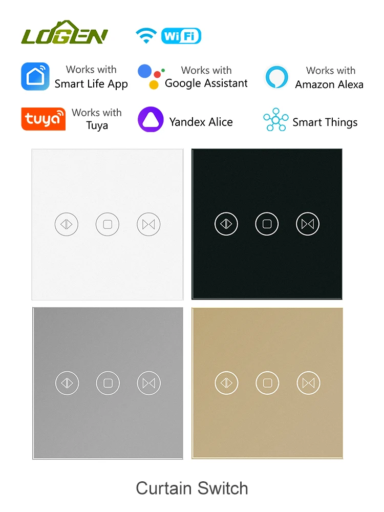 LOGEN Wi-Fi умный переключатель для штор 1000 Вт голосовое управление сенсорный