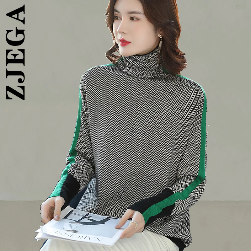 

Вязаный женский свитер Zjega, новинка, водолазка, базовый джемпер, свитера, женская уличная одежда, повседневный женский топ для отдыха, сексуа...