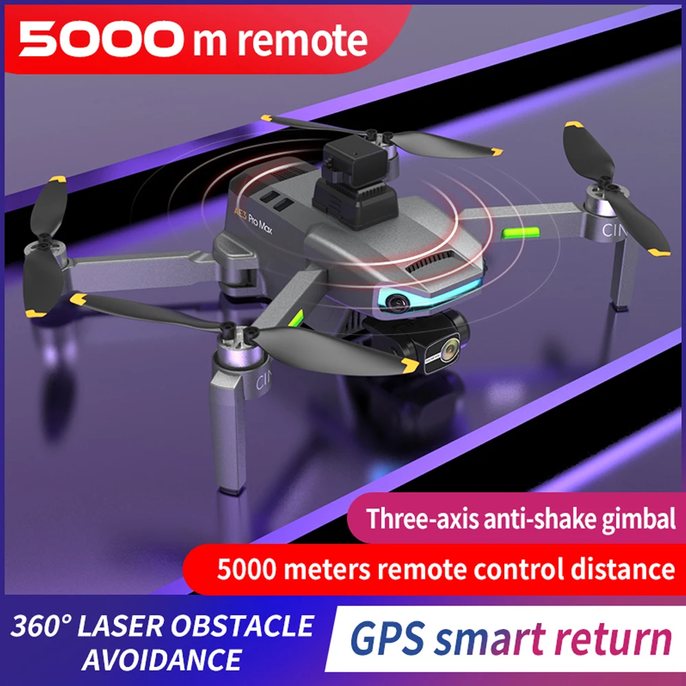 

2022 New AE3 Pro Max Drone 8K Profesional GPS 5KM Helicoptero Controle Remoto EIS 5G WIFI FPV Dual Camera 3-Axis Toys For Boys