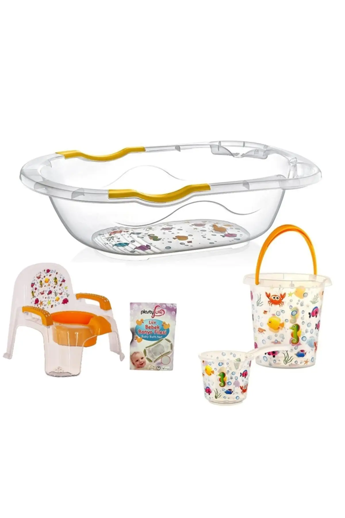 Yogh Baby Bathtub Set Baby Bath Set Bathtub Fishnet Bucket Maşrapa Potty 5 Piece