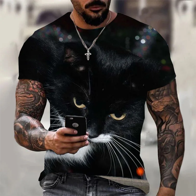 

Black Cat 3D Printed Men/Women Animal t shirt Pattern Graphic T Shirt Tees Top Ladies Casual O Neck Harajuku Tshirt Summer shirt