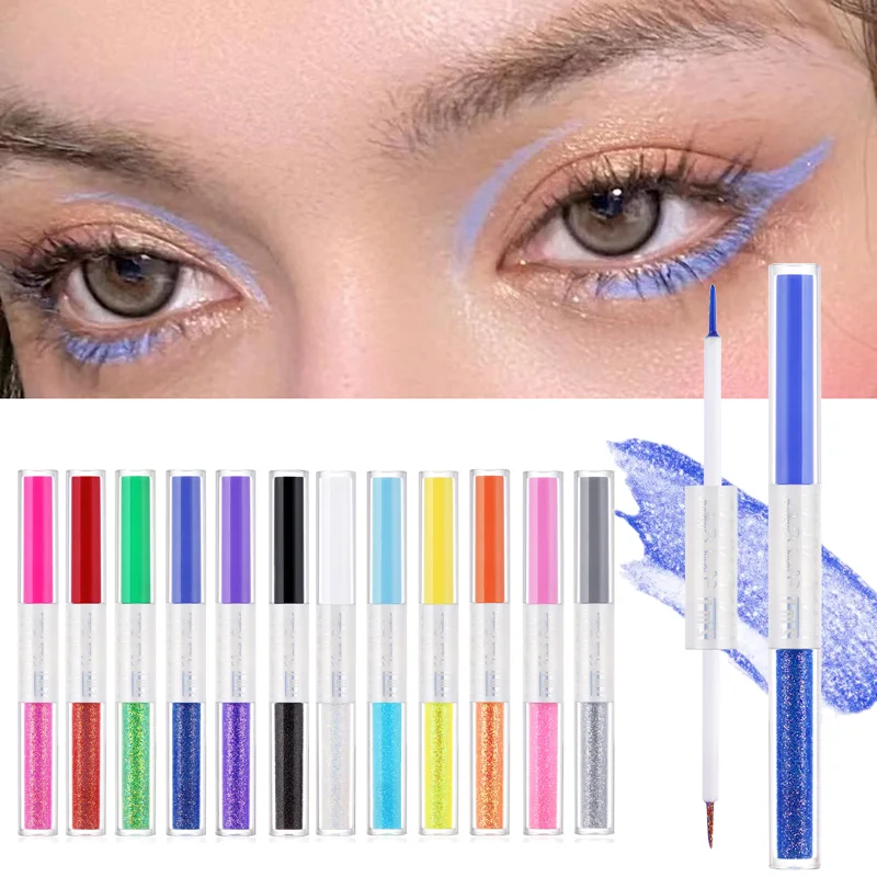 

Glitter Shiny Eye Liner Matte Liquid Double-head Eyeliner Gel Waterproof Quick-drying Sequin Blue Purple White Red Eye Makeup