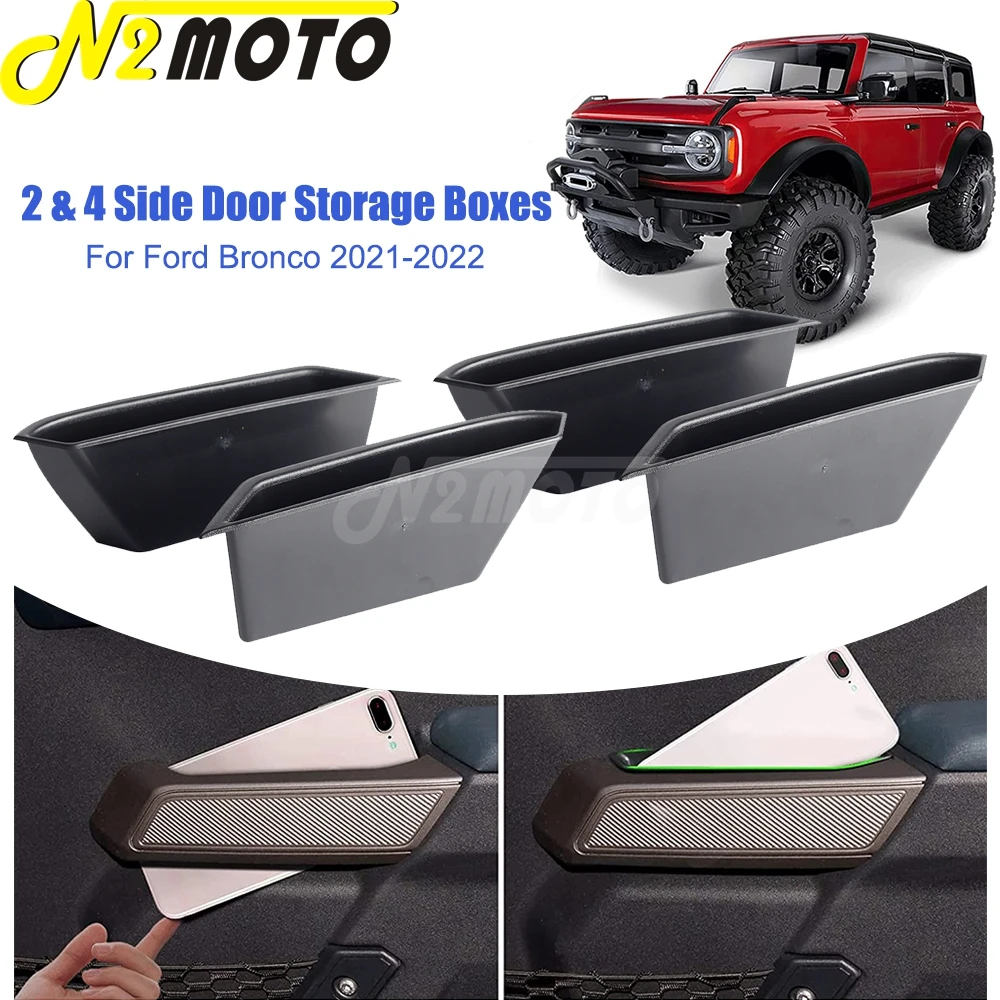 

Front Rear Door Handle Storage Box For Ford Bronco 2021 2022 2/4 Door Accessories Car Side Armrest Organizer Container Tray 4pcs