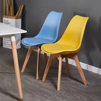 nordic chair office home backrest color plastic solid wood dining chair milk tea shop chair dining table combination