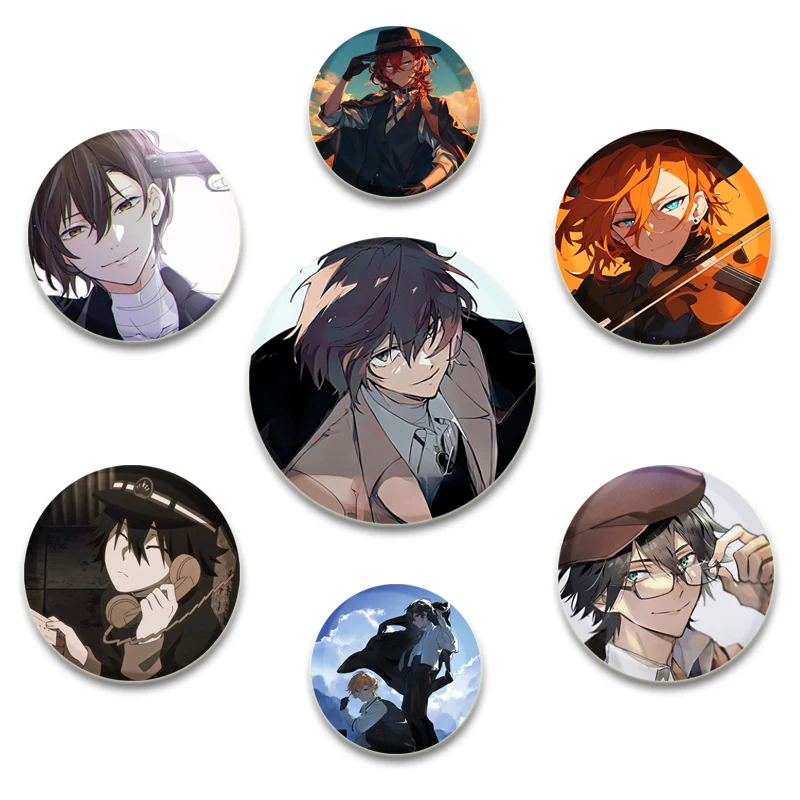 Фото Персонаж аниме Osamu Dazai/Akiko Yosano/Atsushi Nakajima/Kyouka Izumi, жестяной значок, брошь на заказ для украшения одежды №1