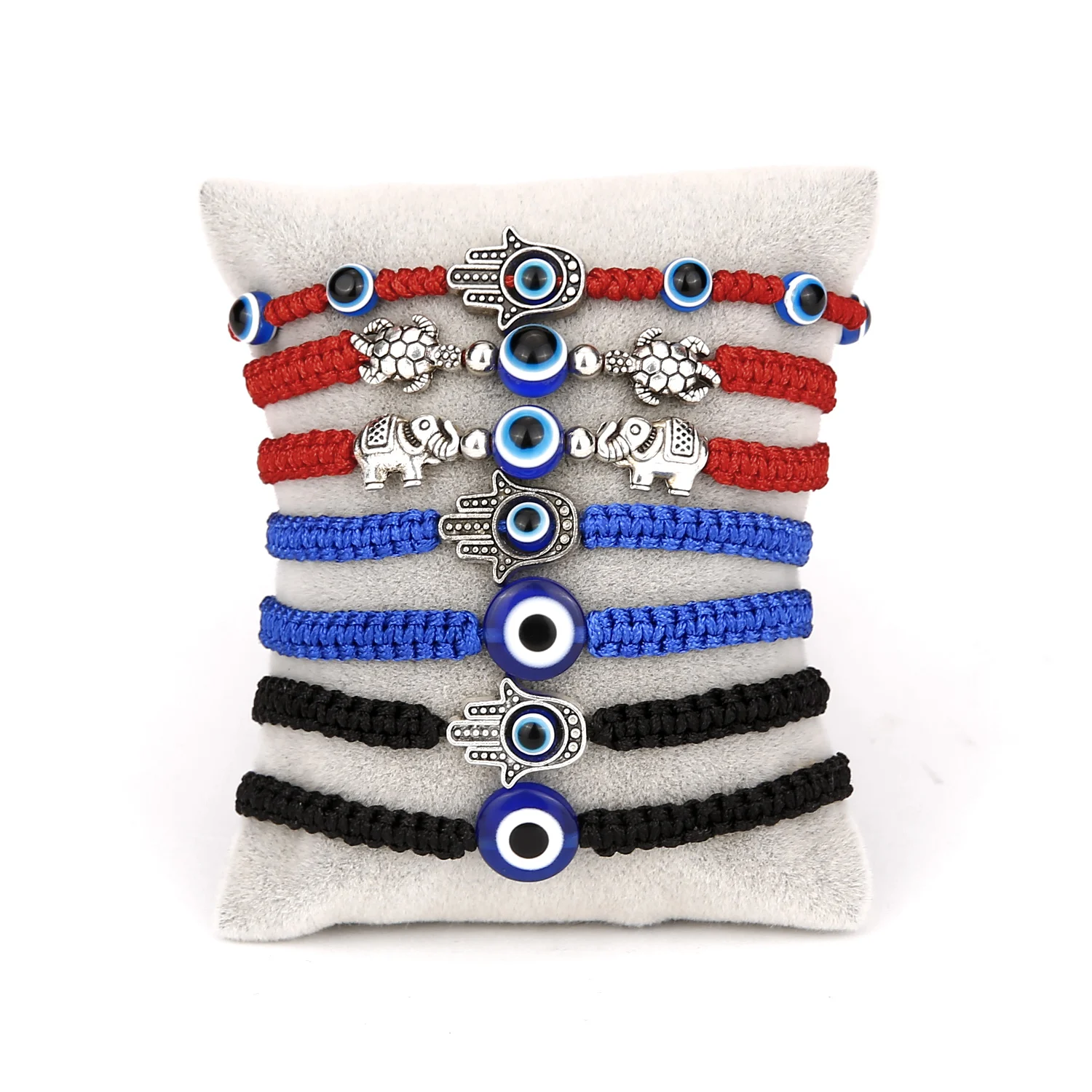 

Prayer Turkish Hand Palm Evil Eye Braided Bracelet Blue Black Color Nylon Thread Lucky Couple Bracelet&Bangles Jewelry Men Women