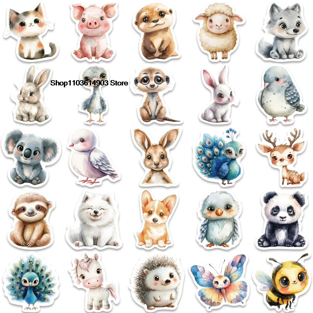 50 шт. водонепроницаемые наклейки на стену из ПВХ в виде животных