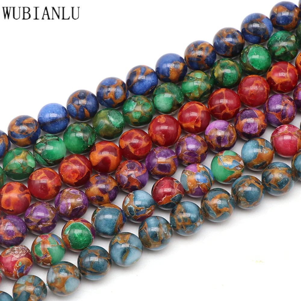 Круглые бусины из натурального камня, перегородчатое золотистое кружево 8 мм для изготовления ювелирных изделий, браслетов, ожерелий «сделай сам», разноцветные разделительные аксессуары