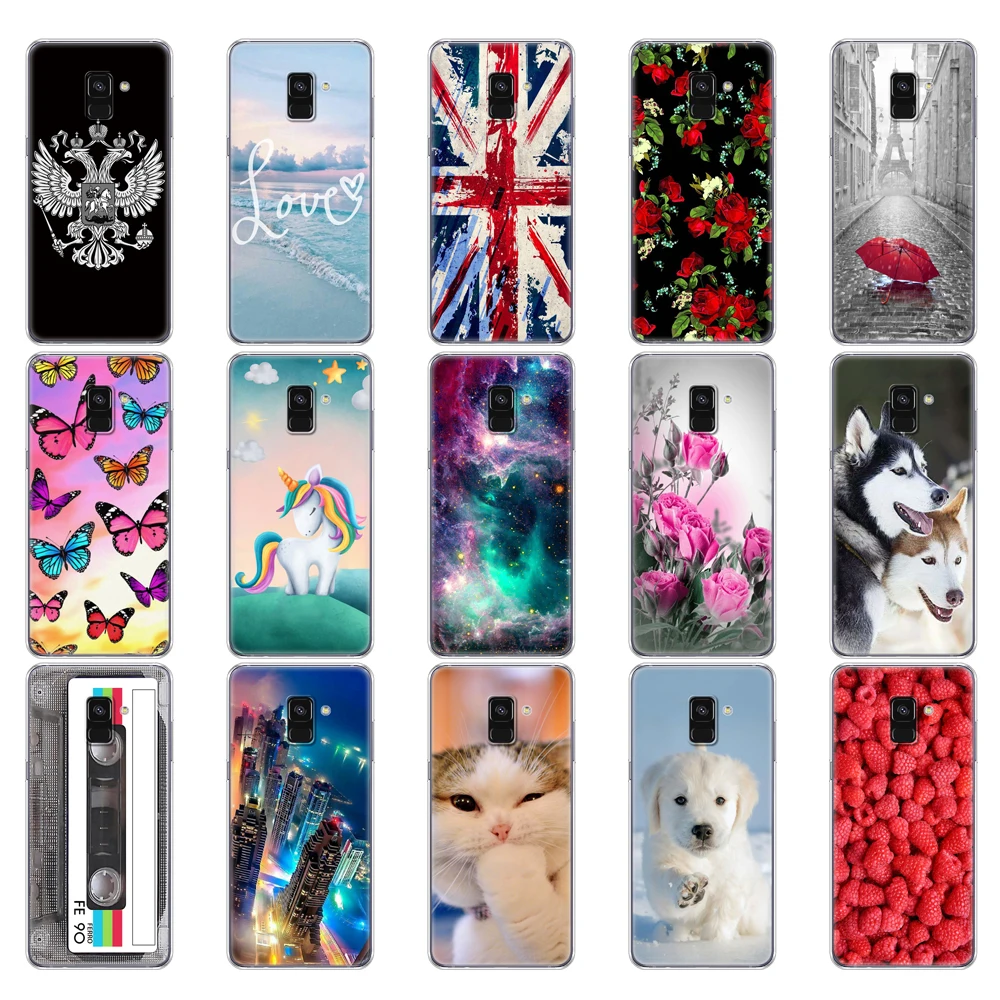 cases For Samsung Galaxy A8 2018 A530 A530F case Soft TPU Phone back Cover For Samsung A8 Plus 2018 A730 A730F Clear bag flower