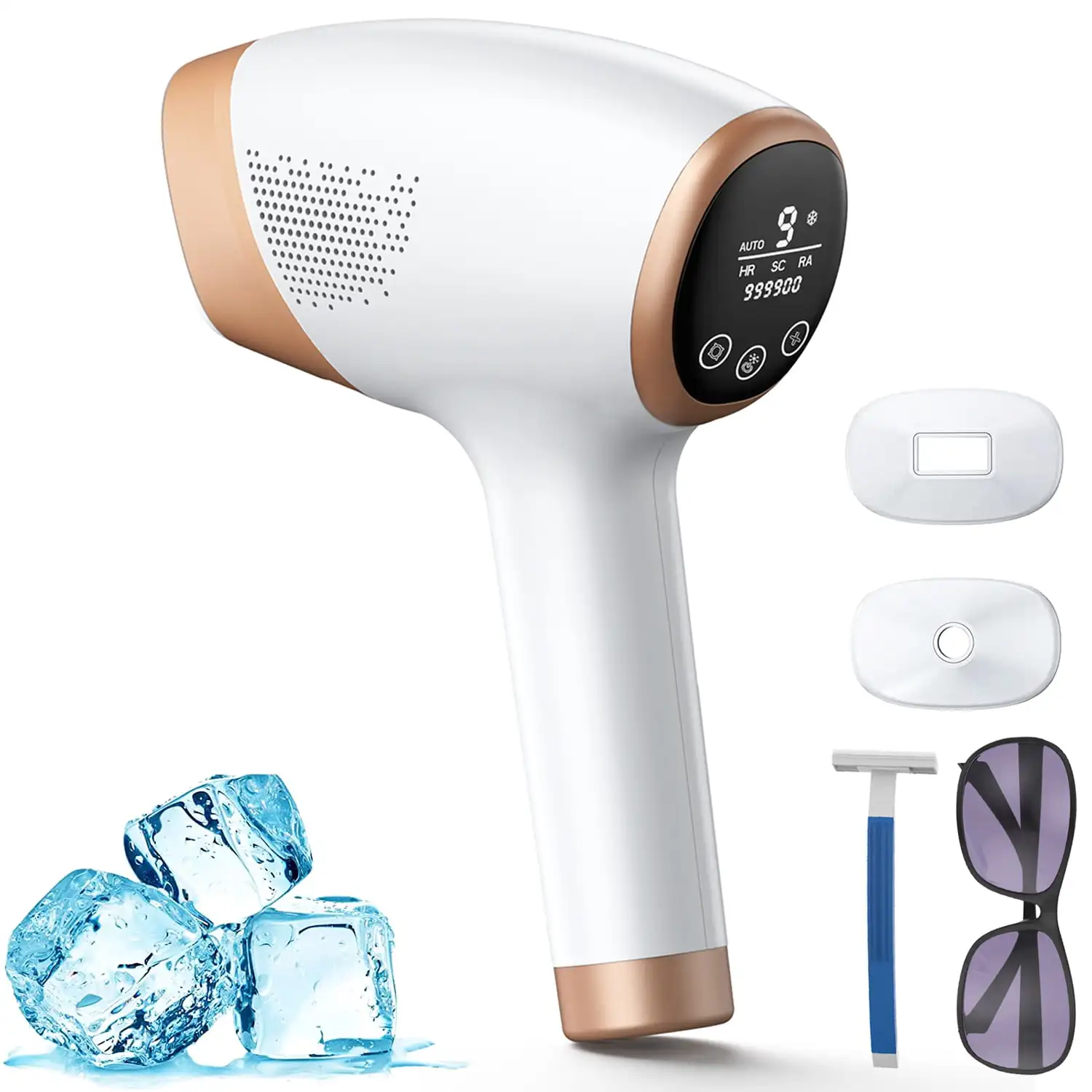 IPL Laser Hair Removal 999900 Flashes 9 Levels Permanent Painless Hair Removal with Sapphire Cooling