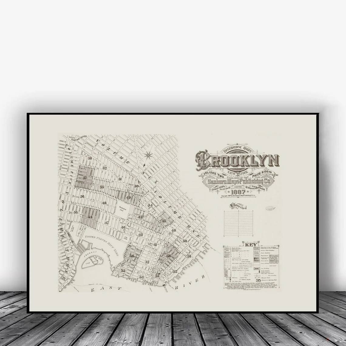 

Винтажная карта Бруклина, Нью-Йорк