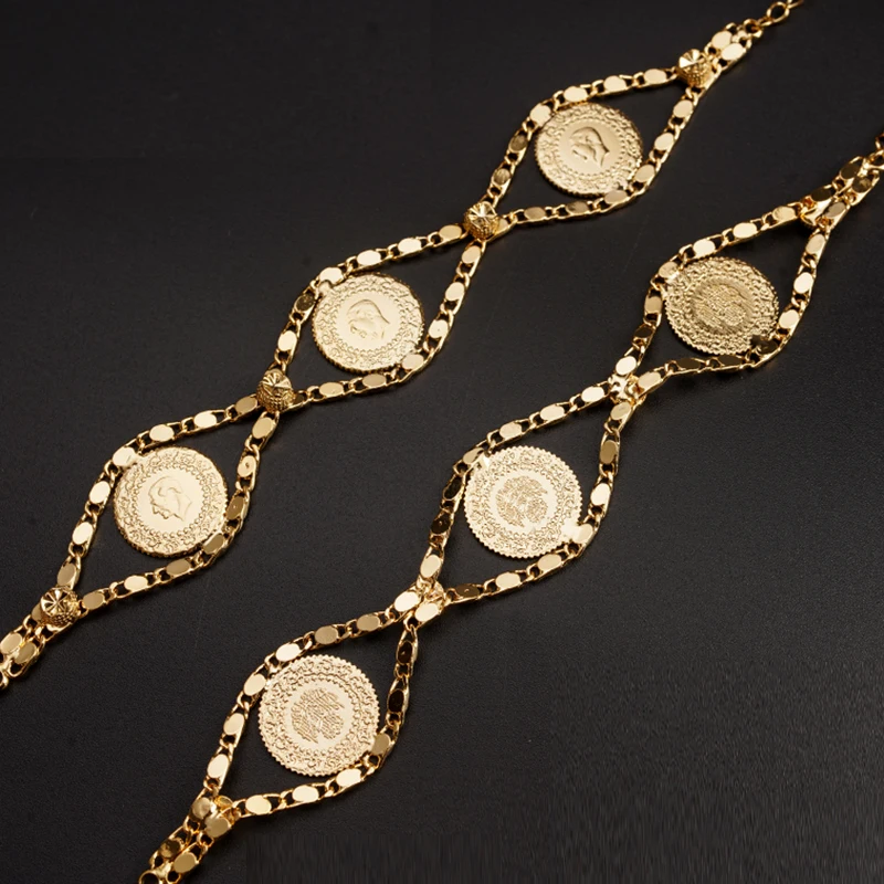 

Turkish Ottoman Totem Bracelet Gold Color Arabian Totem Cuff Bracelet with Earrings Set Women Middle East Wedding Jewelry