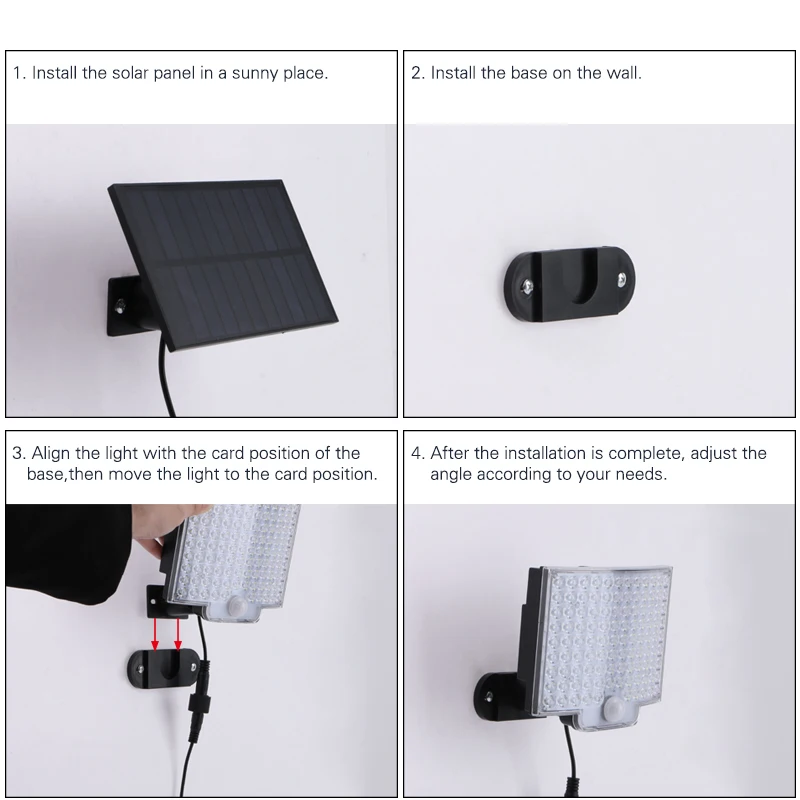 Прожектор с солнечной панелью водонепроницаемый Уличный настенный светильник