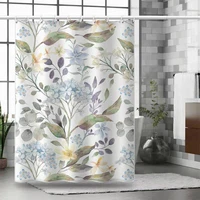 flowers and leaves bath curtain small floral plant printed shower curtains waterproof fabric bathroom curtain nordic home decor