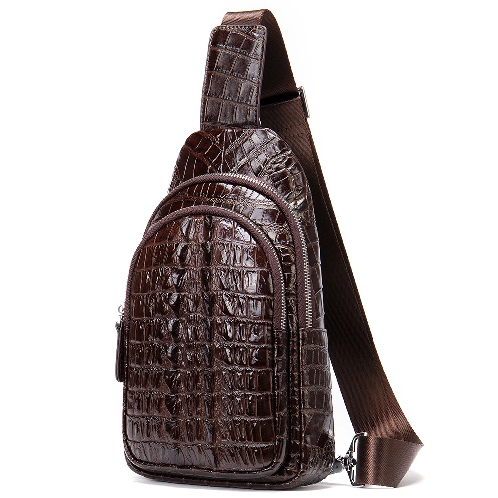 Men's Genuine Leather Crossbody Bags Fashion Luxary designer Chest Pack Messenger Belt Sling Bag Crocodile Pattern
