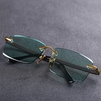 stone sunglasses male green natural crystal sun glasses for men rimless oversized anti eye dry shades