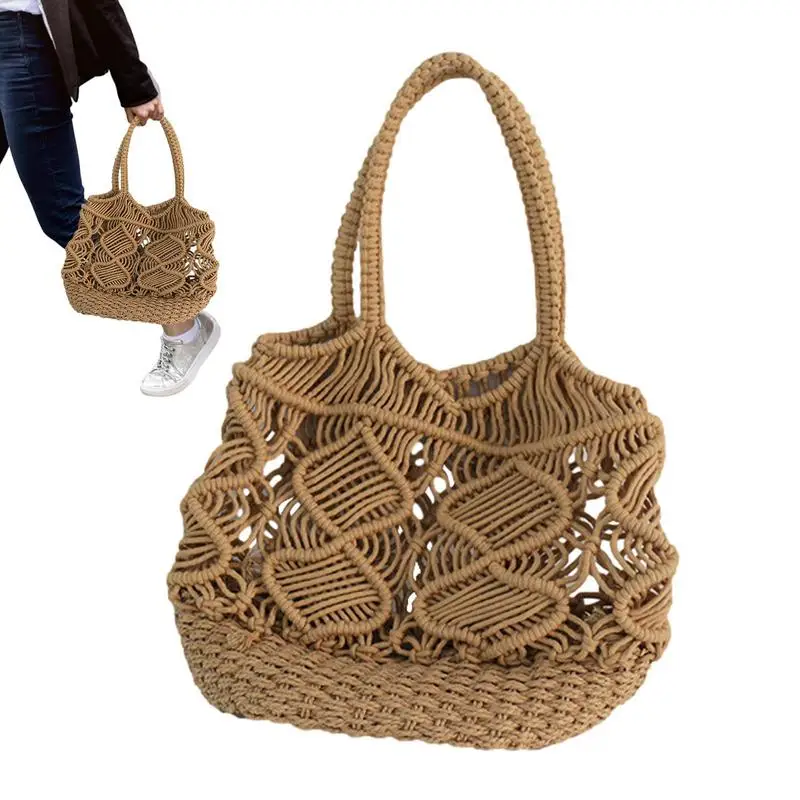 

Straw Beach Bag Hollow Women Beach Straw Bag Large Capacity Straw Beach Bag For Travel Shopping Beach Summer Dating
