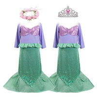 spring 2022 long sleeves mermaid dress girl fashion clothes carnival party toddler kid birthday outfits children sparkle dress