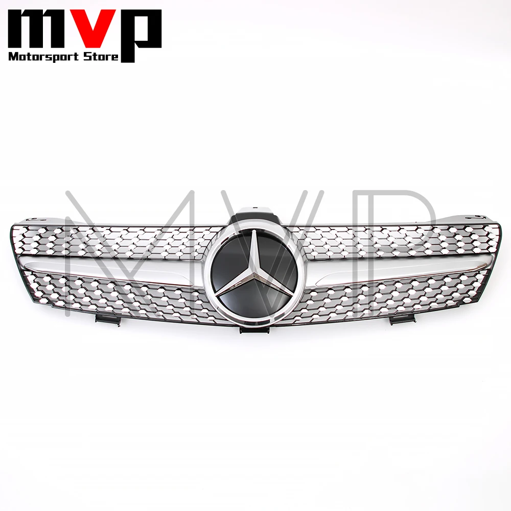 Фото Гоночная решетка в стиле Silver Diamonds с хромированной 3D-эмблемой звезды для Mercedes Benz CLS W219 2005-2008 CLS350 CLS550 CLS63 AMG №2