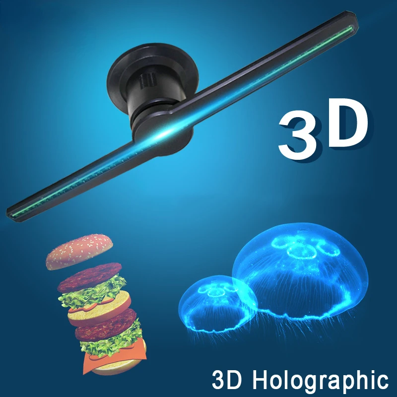 T40 3D Fan Holographic Projector LED Advertising Display Screen Holographic Projection Fan Support Images Video Lighting