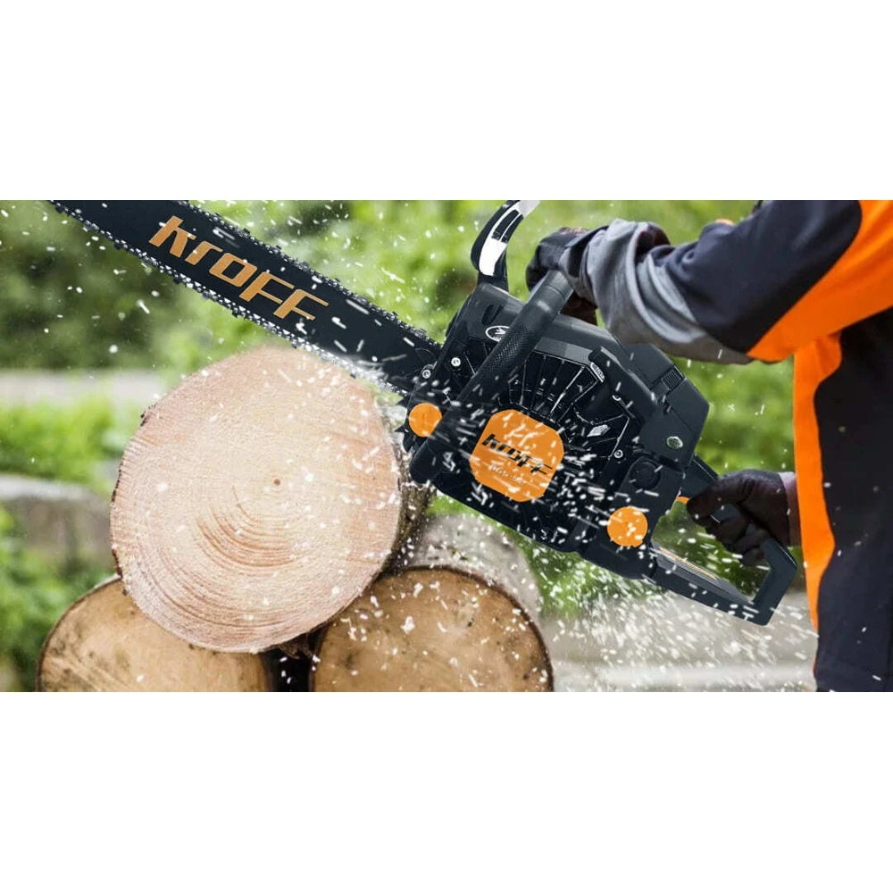 KROFF/Бензопила KROFF KGS-52/Пила цепная бензиновая КРОФФ/4800Вт 1.3мм 2800 об/мин 450мм шина/ -