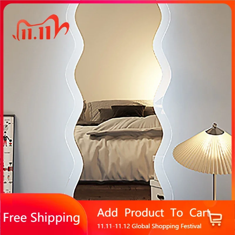 

Design Wavy Decorative Mirror Full Body Luxury Aesthetic Mirror Curved Backlight Espelho Decorativo Home Decoration Accessories