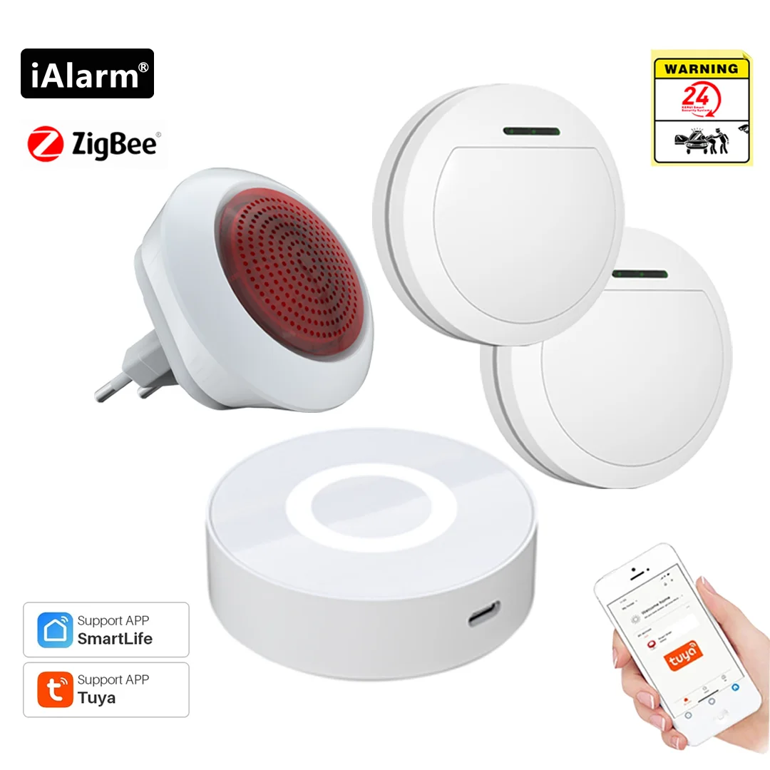 

IAlarm Tuya Zigbee охранная система для умного дома связь G02KITS022 главный шлюз сирена инфракрасный детектор
