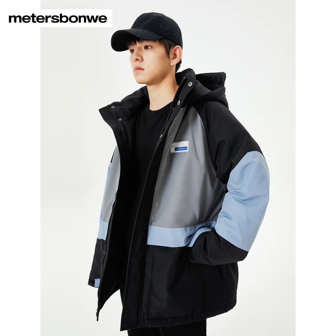 Metersbonwe Camouflage Color Cargo Down Wear For Man Loose 80%Gray Duck Down Stand Collar Hooded Warm Wear Winter Down Coat