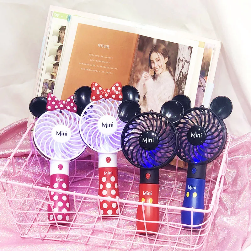 

Disney Mickey Mouse Minnie Mouse Night Light Outdoor Portable Cartoon USB Fan Student Mini Handheld Fan Children's Gifts