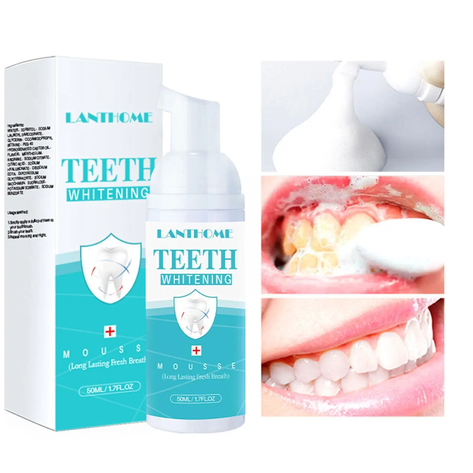 

50ml Teeth Cleansing Whitening Mousse Foam Deep Cleansing Dental Care Freshen Tools Breath Toothpaste Stains Removes Q7D3