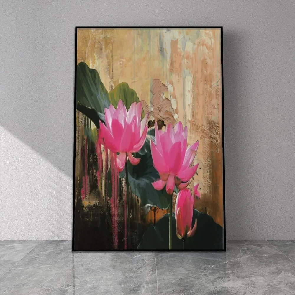 

Modern Lily Flower Oil Painting No Frame Handmade On Canvas Hanging For Living Dinner Room Bedroom Wall Art Home Deco