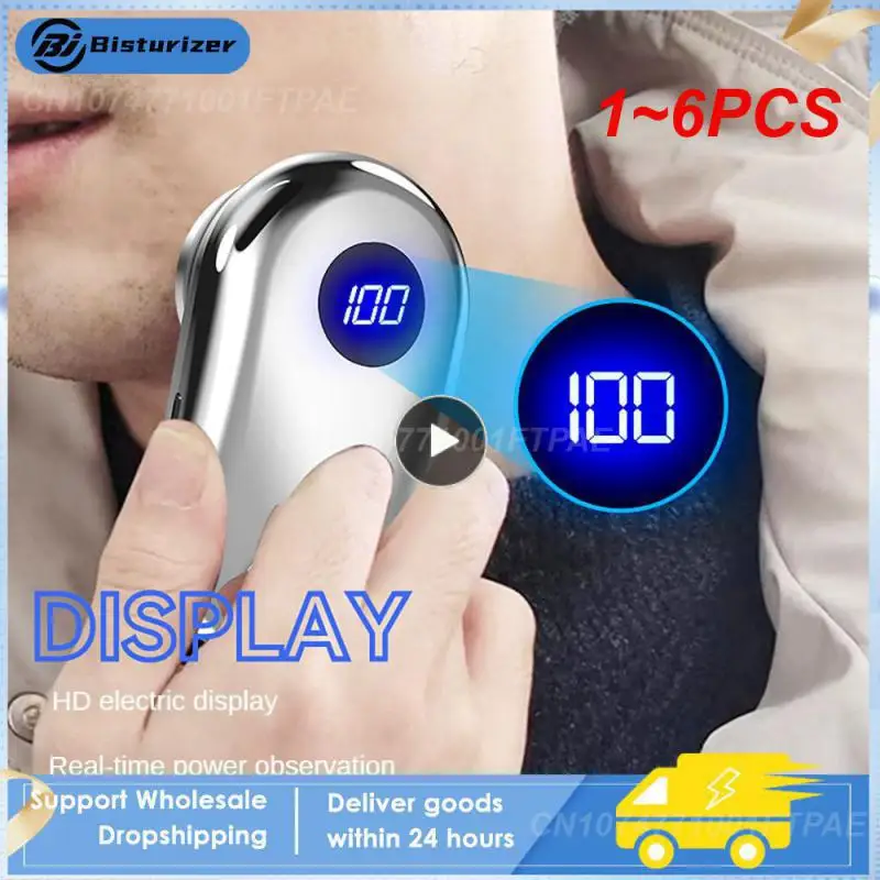 

1~6PCS Mini Electric Shaver With Atmosphere Lamp LED Display For Men Portable Travel Painless Cordless Face Beard Knives Razor