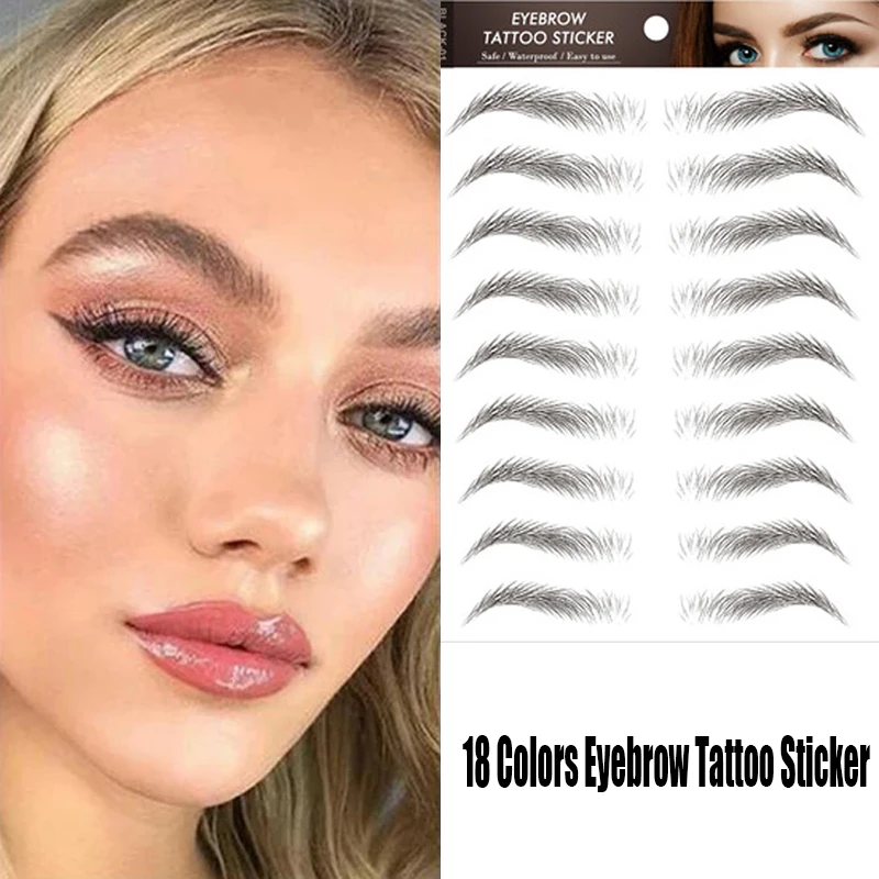 

6Colors Water-based Hair-liked Authentic Eyebrow Tattoo Sticker Waterproof Cosmetics Long Lasting Makeup False Eyebrows Stickers