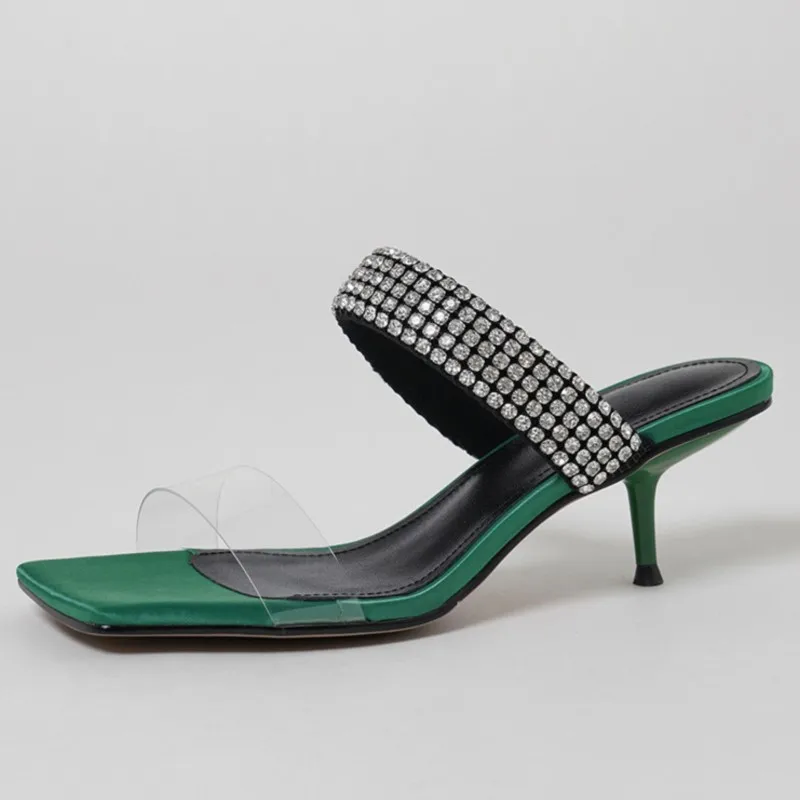 

Dilalula Sexy Women Sandals Fashion Rhinestone Slippers Thin High Heels Pumps Night Club Party Summer Shoes Woman Brand Design