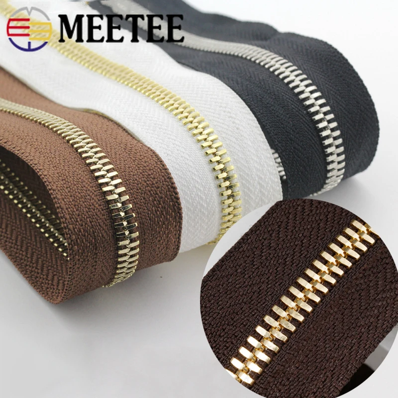 

1Yard Meetee 5# Metal Zippers High Quality Tooth Double Pull Open-end Zipper for Bags Garment Zip Repair Kit Sewing Accessories