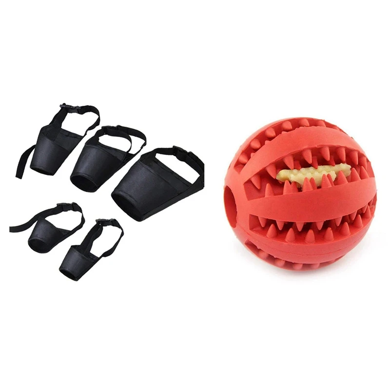 

1Pcs Dog Tooth Cleaning Balls,Chewing Food Toys & 5Pcs Adjustable Dog Mouth Cover Anti-Biting Barking Muzzles