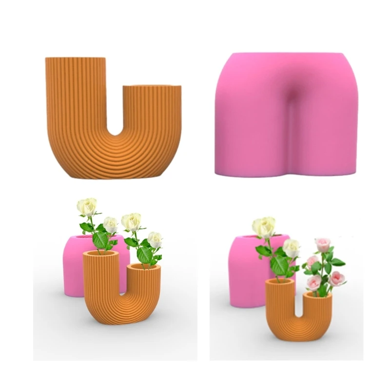 

Silicone Mold for Candle Making U-Shaped Vase Flower Pot Molds DIY Epoxy Resin Mould Gypsum Concrete Mold Decoration