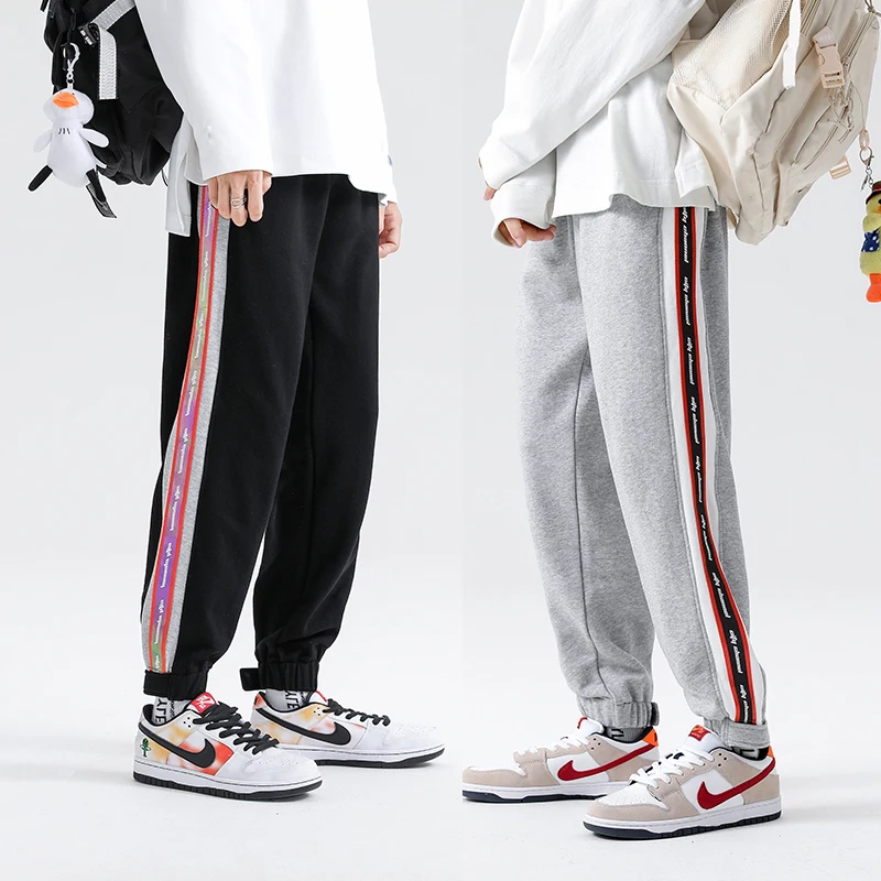 Trend Drawstring Trousers Men 100% Cotton 2021 New Arrivals KoreanHigh Quality Sweatpants All-match Casual Comfortable Gym Pants