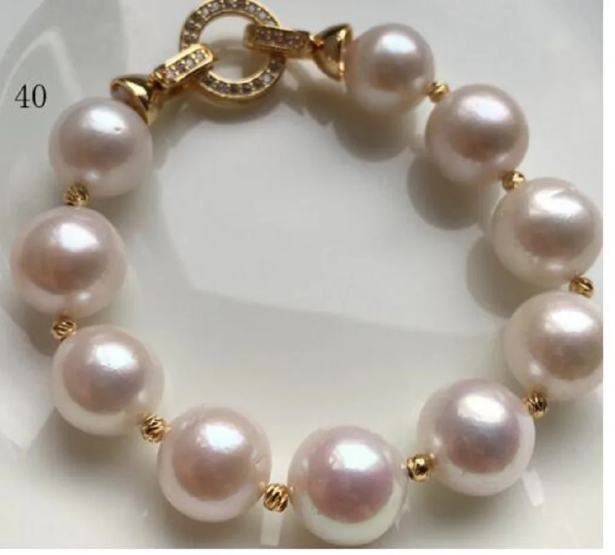 

Large quantity of 12-13mm natural South China Sea genuine white round pearl bracelet 7.5-8