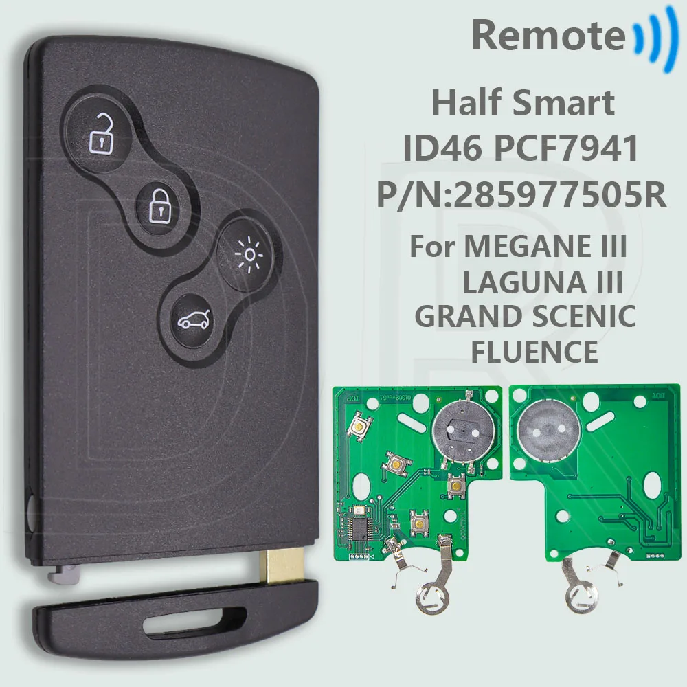 

DR Half Smart/Hands Free ID46 4A PCF7953M Умный автомобильный дистанционный ключ для Renault Megane Laguna Grand Scenic Fluence Clio IV Captur
